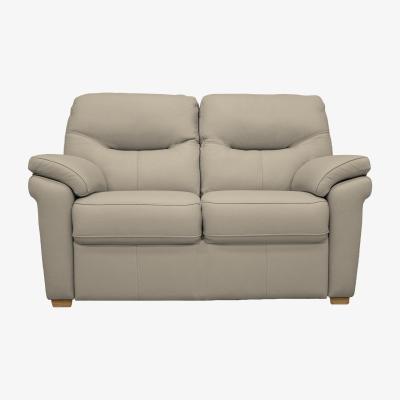Furniture Village G Plan - Seattle 2 Seater Leather Sofa with Wooden Feet - Oxford Mushroom