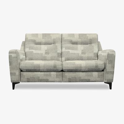 Furniture Village G Plan - Arlo 2 Seater Fabric Sofa - No Recliner - Checkers Smoke with Ebony Feet