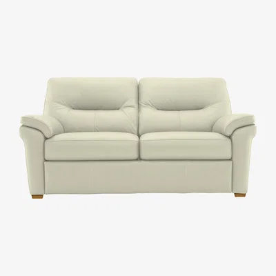Furniture Village G Plan - Seattle 2.5 Seater Leather Sofa with Wooden Feet - Cambridge Chalk