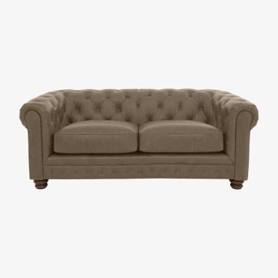 Furniture Village Alexander and James - Chesterfield Collection Hugo 2 Seater Leather Sofa - Case Taupe - Dark Feet