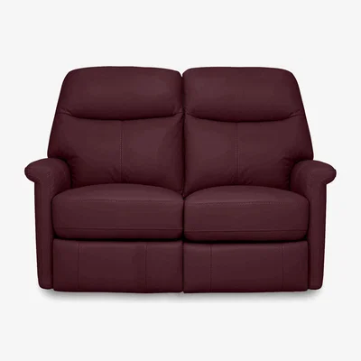 Furniture Village Compact Collection Lille 2 Seater Power Recliner HW Leather Sofa - Deep Red