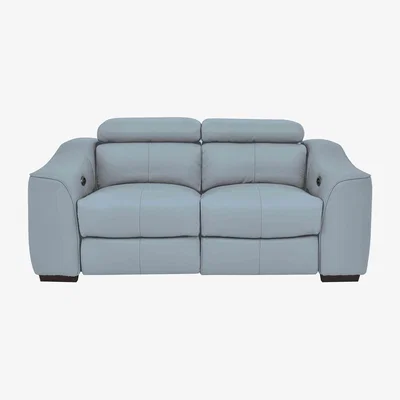 Furniture Village Elixir 2 Seater NC Leather Sofa with Power Recliner - Pearl Blue