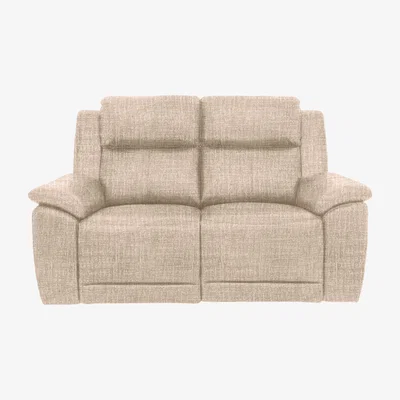 Furniture Village Utah 2 Seater Fabric Power Recliner Sofa with Headrests and Power Lumbar - Oatmeal