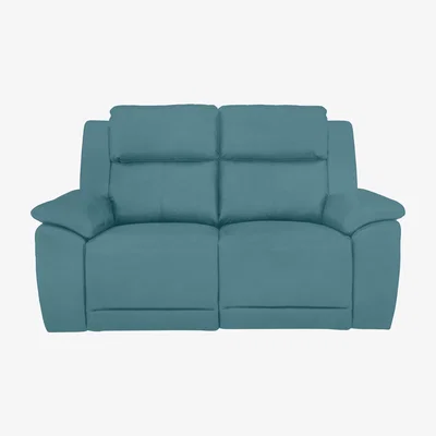 Furniture Village Utah 2 Seater Fabric Power Recliner Sofa with Headrests and Power Lumbar - Velvet Blu