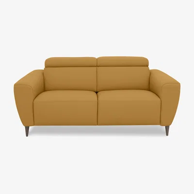 Furniture Village Nicoletti Italia - Milano 2 Seater Leather Power Recliner Sofa - Torello Senape