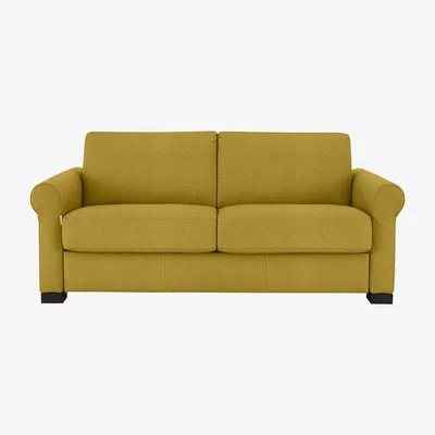 Furniture Village Nicoletti - Alcova 2.5 Seater Fabric Sofa with Scroll Arms - Yellow