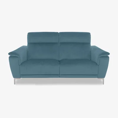 Furniture Village Nicoletti Italia - Amalfi 2 Seater Fabric Power Recliner Sofa - Selma Turchese