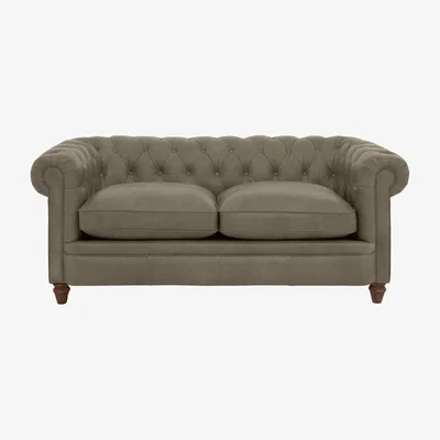 Furniture Village Alexander and James - Chesterfield Collection Ralph 2 Seater Leather Sofa - Bluster - Dark Feet
