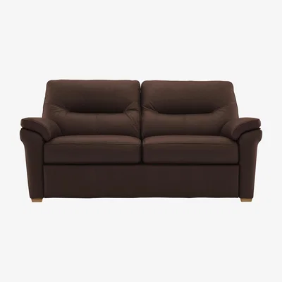 Furniture Village G Plan - Seattle 2.5 Seater Leather Sofa with Wooden Feet - Capri Oak