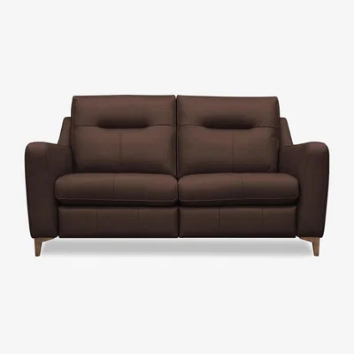 Furniture Village G Plan - Arlo 2 Seater Leather Power Recliner Sofa - Capri Oak with Walnut Feet