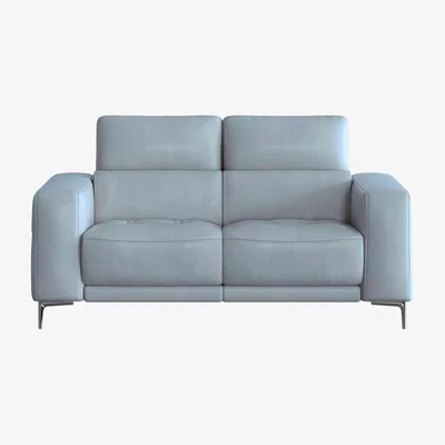 Furniture Village Adama 2 Seater NC Leather Power Recliner Sofa with Telescopic Headrests - Pearl Blue