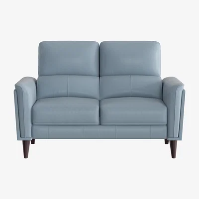 Furniture Village Compact Collection Klein 2 Seater NC Leather Sofa - Pearl Blue