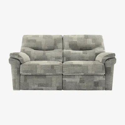 Furniture Village G Plan - Seattle 2 Seater Fabric Power Recliner Sofa with Power Lumbar - Checkers Smoke