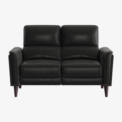 Furniture Village Compact Collection Klein 2 Seater NC Leather Power Recliner Sofa with Telescopic Headrests - Black