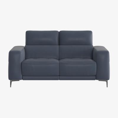 Furniture Village Adama 2 Seater Leather Power Recliner Sofa with Telescopic Headrests - Blue- World of Leather