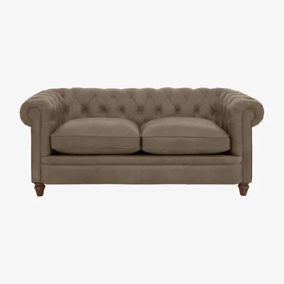 Furniture Village Alexander and James - Chesterfield Collection Ralph 2 Seater Leather Sofa - Case Taupe - Dark Feet