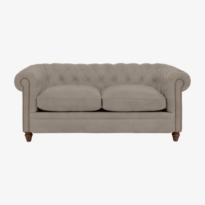 Furniture Village Alexander and James - Chesterfield Collection Ralph 2 Seater Fabric Sofa - Silver with Studs - Dark Feet