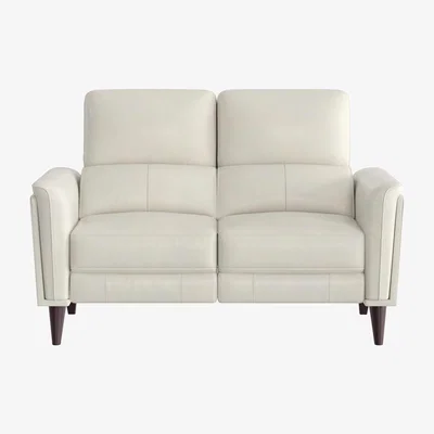 Furniture Village Compact Collection Klein 2 Seater BV Leather Power Recliner Sofa with Telescopic Headrests - Frost