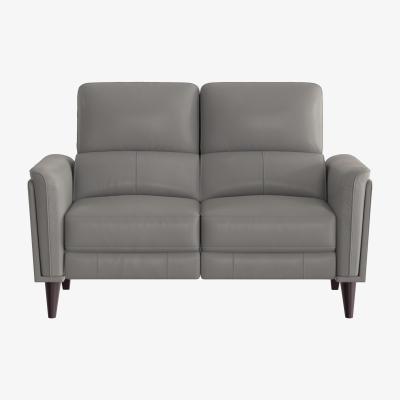 Furniture Village Compact Collection Klein 2 Seater NC Leather Power Recliner Sofa with Telescopic Headrests - Sleet