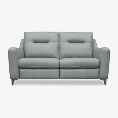 Furniture Village G Plan - Arlo 2 Seater Leather Power Recliner Sofa - Cambridge Grey with Walnut Feet