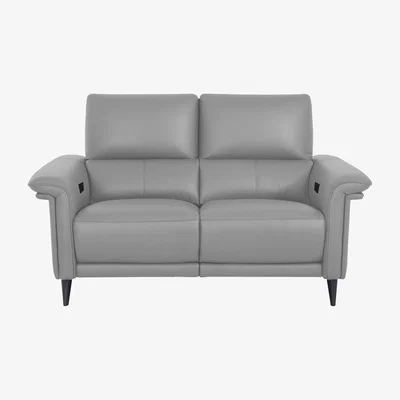 Furniture Village Domicil - Huxley 2 Seater Leather Power Recliner Sofa with Telescopic Headrests - NP Light Grey