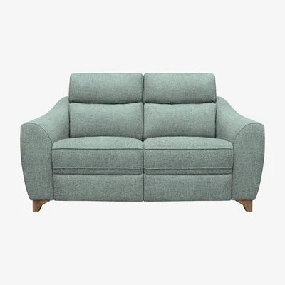 Furniture Village G Plan - Lucca 2 Seater Fabric Power Recliner Sofa - Dapple Kingfisher with Walnut Feet