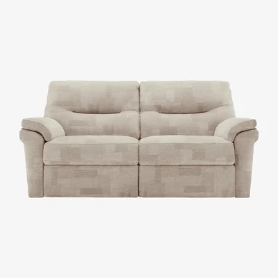 Furniture Village G Plan - Seattle 2.5 Seater Fabric Power Recliner Sofa with Power Lumbar - Checkers Putty