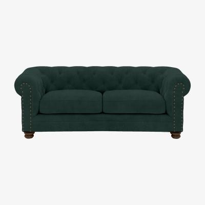 Furniture Village Alexander and James - Chesterfield Collection Hugo 2 Seater Fabric Sofa - Honeycreeper with Studs - Dark Feet