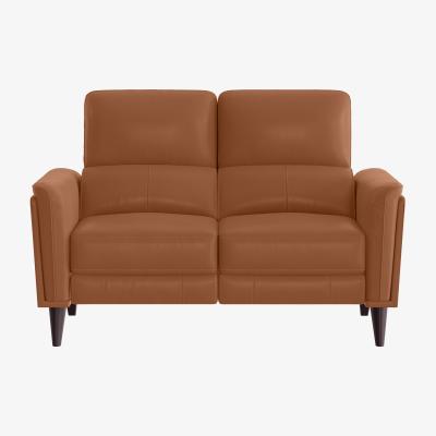 Furniture Village Compact Collection Klein 2 Seater HW Leather Power Recliner Sofa with Telescopic Headrests - Pecan Brown