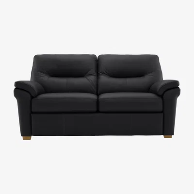 Furniture Village G Plan - Seattle 2.5 Seater Leather Sofa with Wooden Feet - Cambridge Black