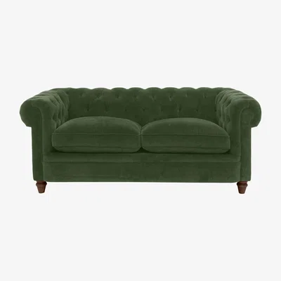 Furniture Village Alexander and James - Chesterfield Collection Ralph 2 Seater Fabric Sofa - Highland Green - Dark Feet