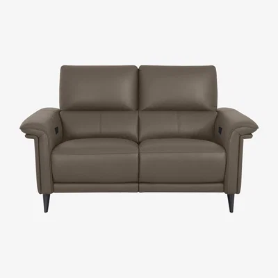 Furniture Village Domicil - Huxley 2 Seater Leather Power Recliner Sofa with Telescopic Headrests - NN Pine Bark