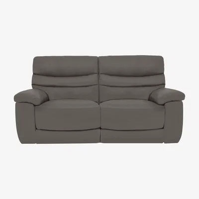 Furniture Village Comfort Story - Nimbus 2 Seater Leather Power Recliner Sofa with Headrests and Power Lumbar - Elephant