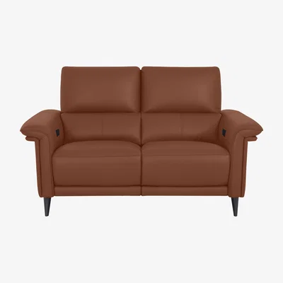 Furniture Village Domicil - Huxley 2 Seater Leather Power Recliner Sofa with Telescopic Headrests - NN Cognac