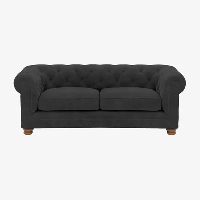 Furniture Village Alexander and James - Chesterfield Collection Hugo 2 Seater Fabric Sofa - Boot - Oak Feet