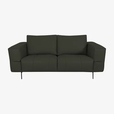 Furniture Village Domicil - Lawson 2 Seater Leather Sofa - NN Olive Green
