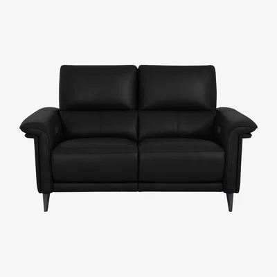 Furniture Village Domicil - Huxley 2 Seater Leather Power Recliner Sofa with Telescopic Headrests - NN Black