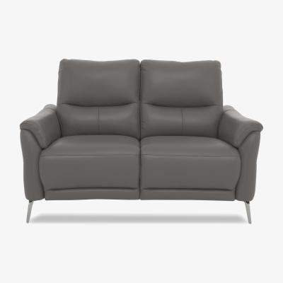 Furniture Village Daytona 2 Seater Leather Power Recliner Sofa with Bluetooth Speaker - Elephant