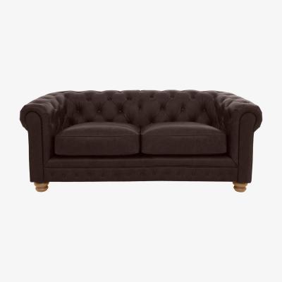 Furniture Village Alexander and James - Chesterfield Collection Hugo 2 Seater Leather Sofa - Cake - Oak Feet