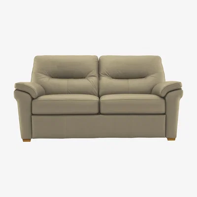 Furniture Village G Plan - Seattle 2.5 Seater Leather Sofa with Wooden Feet - Cambridge Taupe