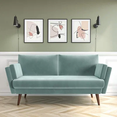 Furniture123 Mint Green Velvet 2 Seater Sofa - Milton