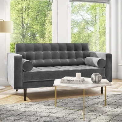 Furniture123 Grey Velvet 2 Seater Sofa - Elba