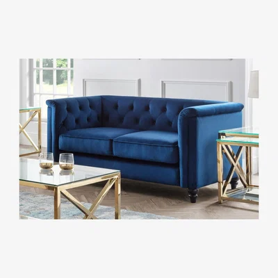Furniture123 Julian Bowen Sandringham 2 Seater Sofa in Blue Velvet