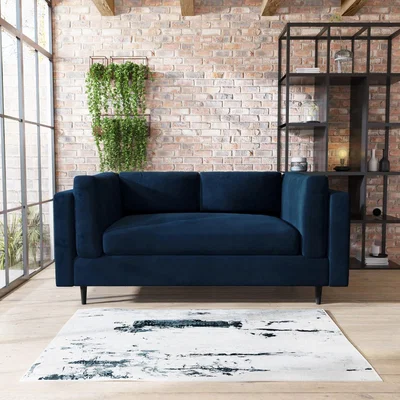Furniture123 Navy Velvet 2 Seater Sofa in a Box - Frankie