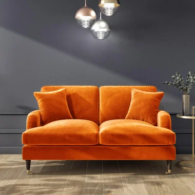 Furniture123 Opulence Orange Velvet 2 Seater Sofa - Payton