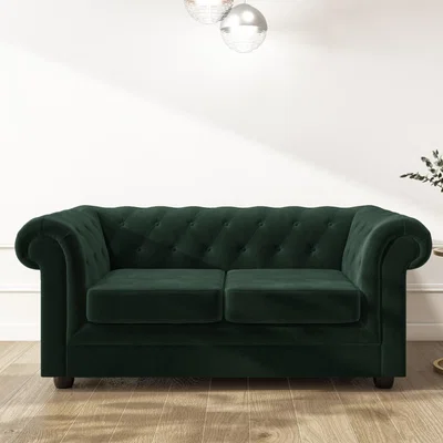 Furniture123 Chesterfield Sofa in Green Velvet - Bronte
