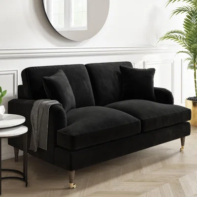 Furniture123 Black Velvet 2 Seater Sofa - Payton