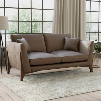 Furniture123 Mink Real Leather 2 Seater Sofa - Adley