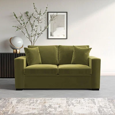 Furniture123 Olive Green 2 Seater Sofa Bed - Layton