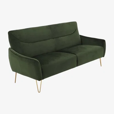 Furniture123 Green Velvet Two Seater Sofa - Lyle